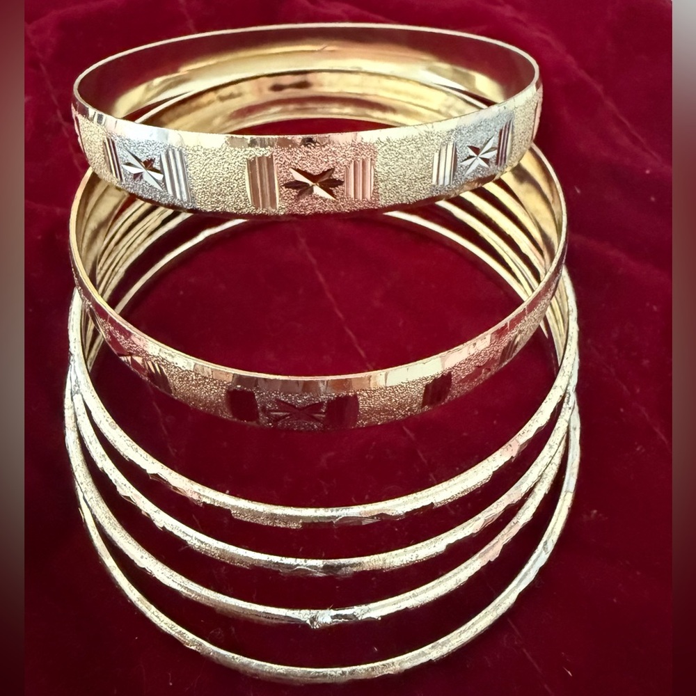 Elegant Gold and Silver Bangle Set